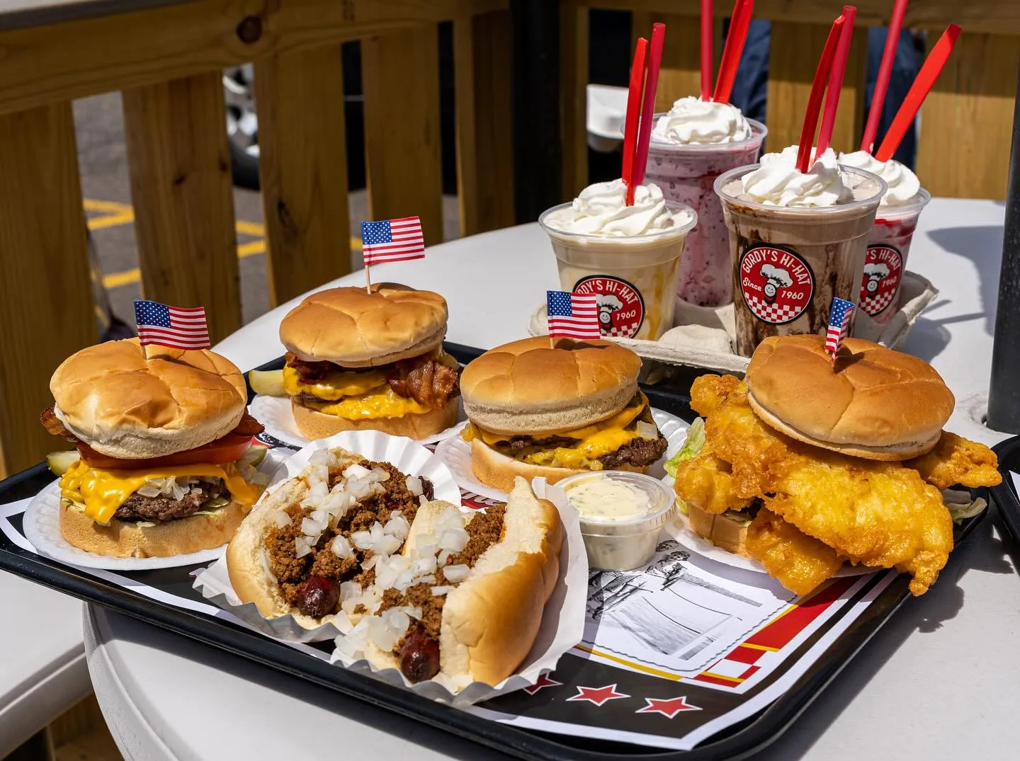 A serious food spread at Gordy's Hi-Hat