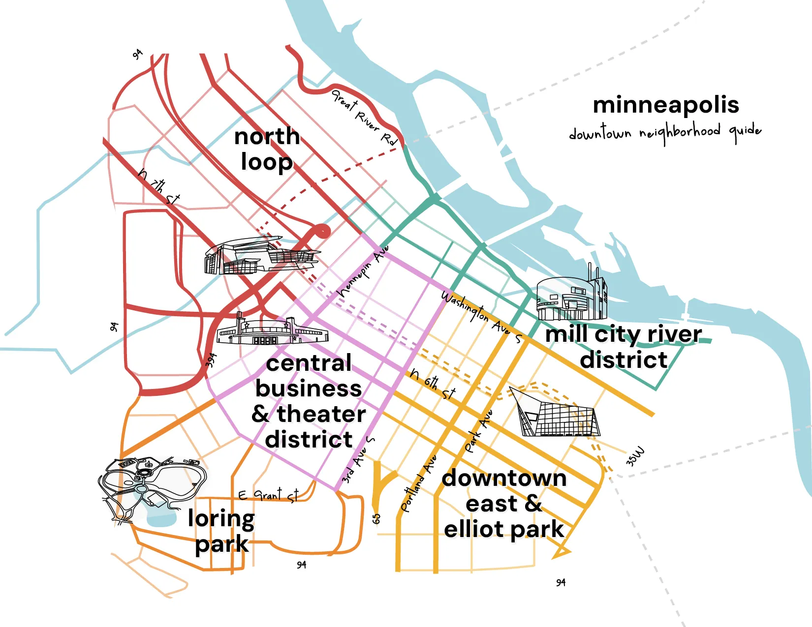 Full-Width Downtown Minneapolis Map