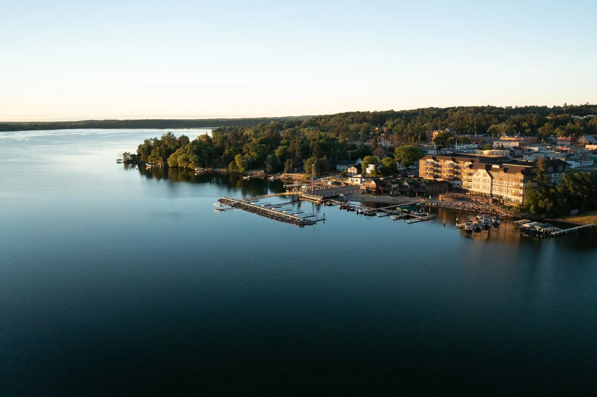 An aerial shot of Chase on the Lake Resort