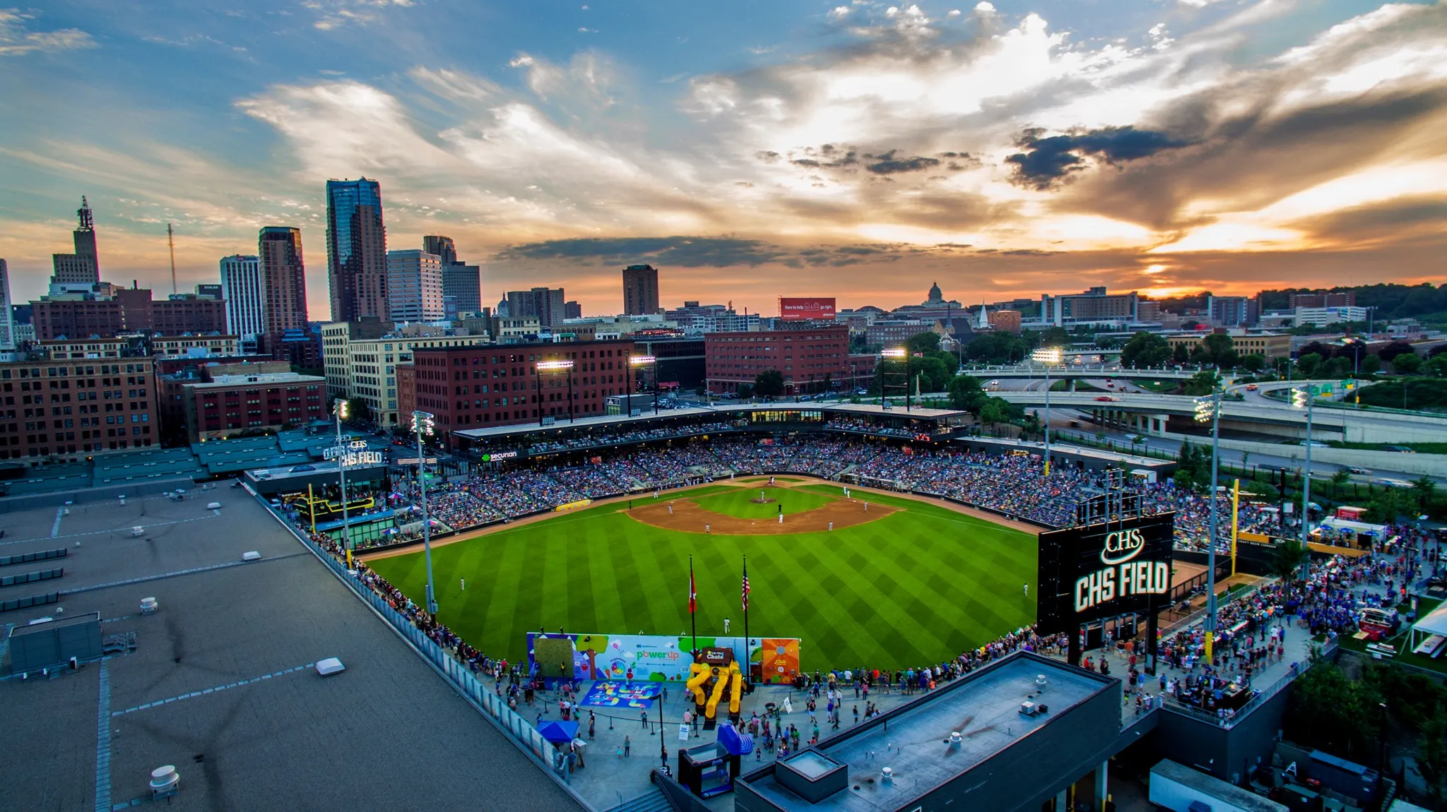 An aerial shot of CHS Field