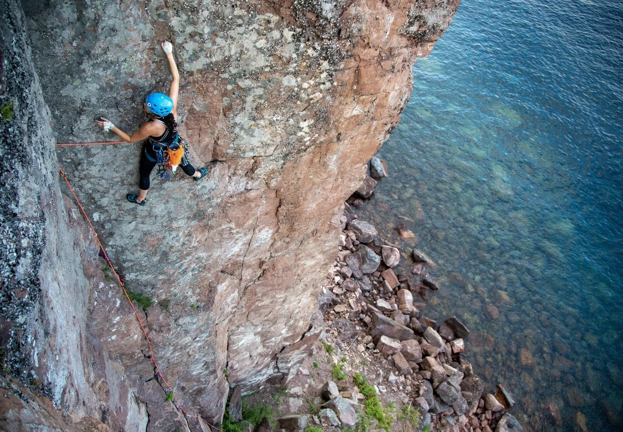 A rock climber on Palisade Head