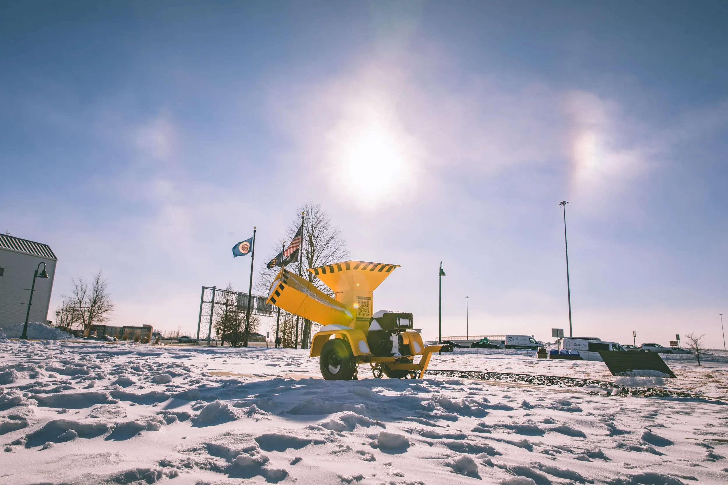 The wood chipper outside the Fargo-Moorhead Visitors Center