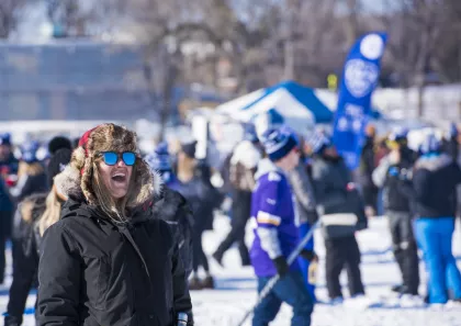 People on a frozen Lake Minnetonka for the Wayzata Chilly Open