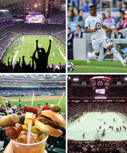 Woon een Vikings-wedstrijd bij in het US Bank Stadium, een MN United-wedstrijd op Allianz Field, Extreme cocktails Target Field en een Wild Hockey-wedstrijd in Xcel Energy Center