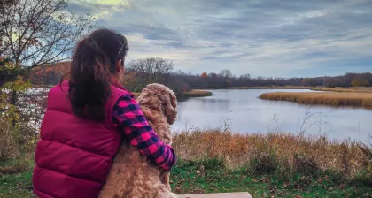 Carver Park woman with dog hiking