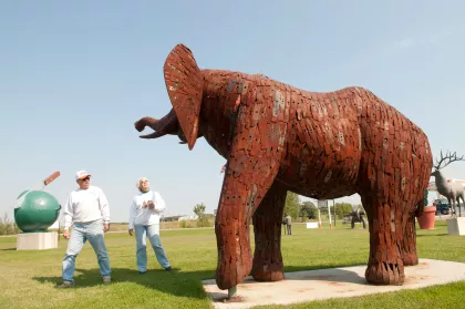 Metal elephant statue at Nyberg Sculpture Park