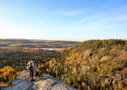Hiking during golden hour on the Superior Hiking Trail