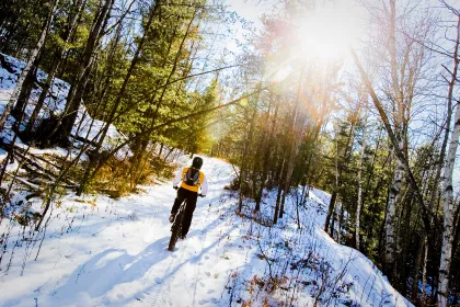 Fat tire biking in the winter on the Cuyuna Yawkeye Trail
