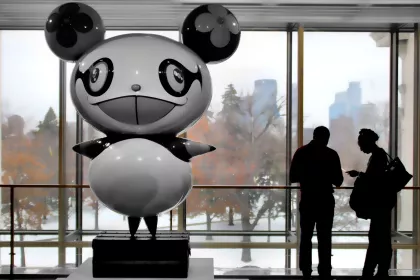 Sculpture and people at the Minneapolis Institute of Art