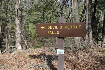 Superior Hiking Trail Devil's Kettle Falls sign