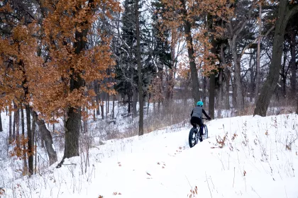 Woman winter fat biking