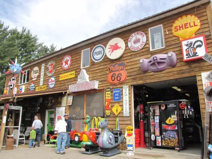 Antique store with vintage signs in Park Rapids