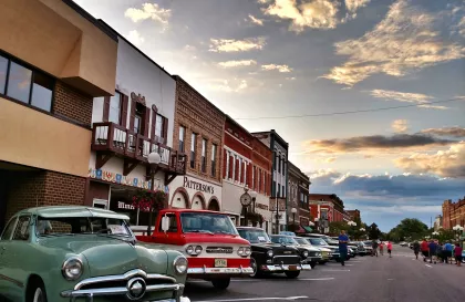 Cars displayed on main street of New Ulm