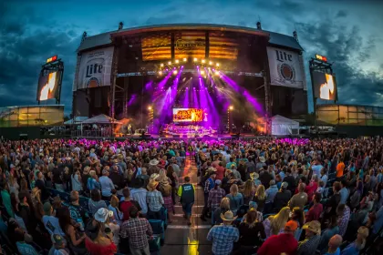 Concert stage at dusk