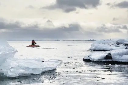 Winter kayaking on Lake Superior