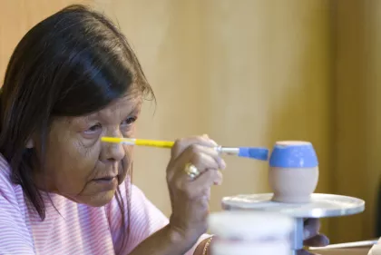 A pottery demonstration at the Lower Sioux Historical Site