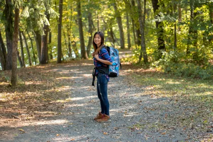 Woman hiking at William O'Brien State Park