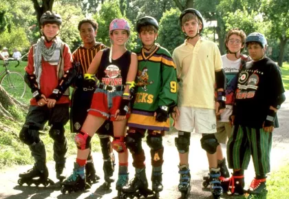 Group photo of the Mighty Ducks at Lake Harriet