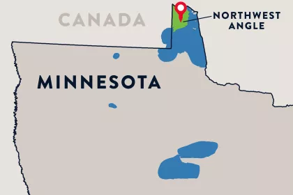 Map showing the Northwest Angle