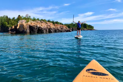 Paddling on Lake Superior near Black Beach