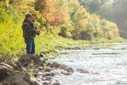 Fishing from shore in Thief River Falls