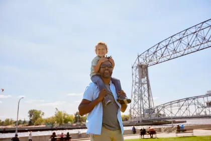 Father and son at Canal Park, Duluth