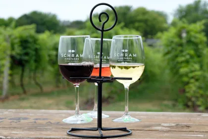 A wine flight at Schram Vineyards in Waconia