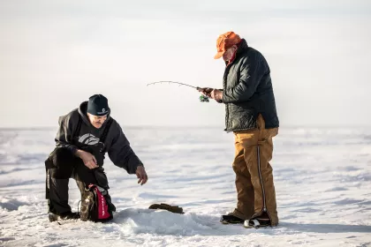 Ice fishing on Lake of the Woods, River Bend Resort