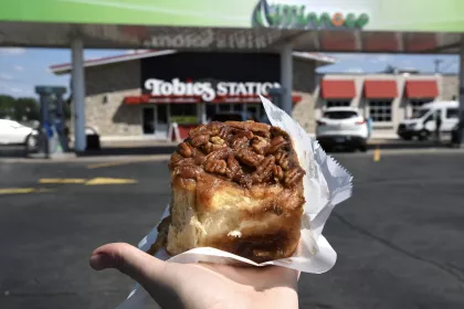 A caramel roll from Tobie's Station in Hinckley