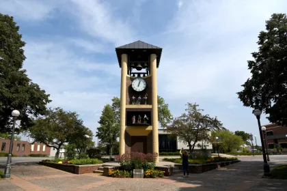 The glockenspiel in downtown New Ulm