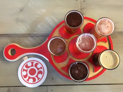 A flight of beers from Urban Growler, St. Paul