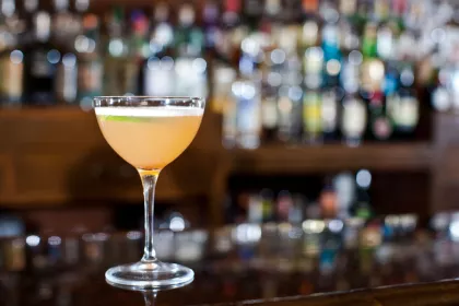 A cocktail in a coupe at Meteor Bar