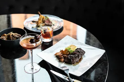 A dinner spread at Feller in Stillwater