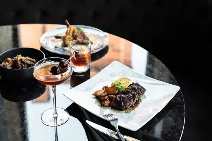 A dinner spread at Feller in Stillwater