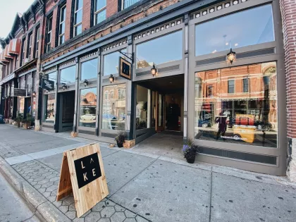 The sidewalk outside Lake and Company in Stillwater