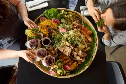 The communal feast at Union Hmong Kitchen