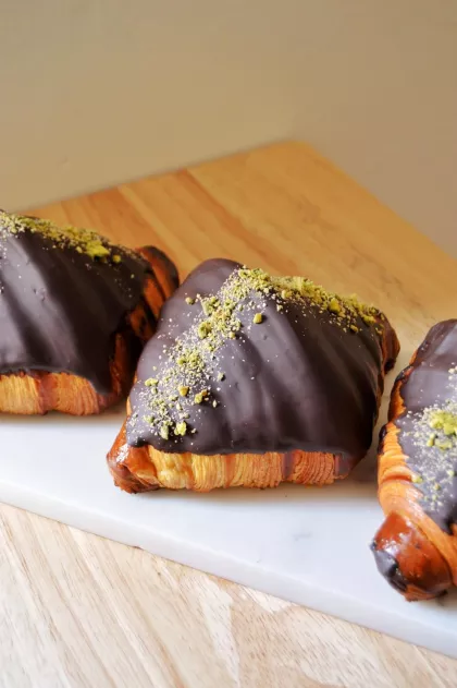 Pistachio croissants at Marc Heu Pattiserie Paris