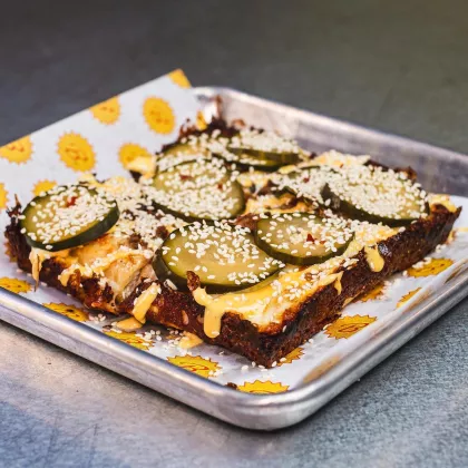 The Detroit-style Happiest Meal pizza at Bricksworth Beer Co