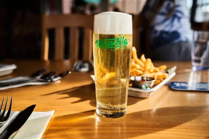 A premium jasmine rice lager at Nouvelle Kitchen and Brewery