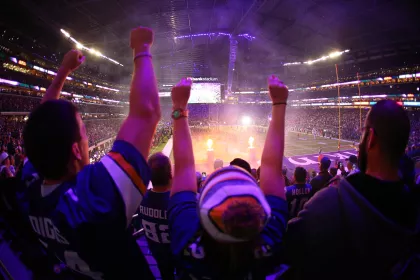 Minnesota Vikings fans cheering at U.S. Bank Stadium