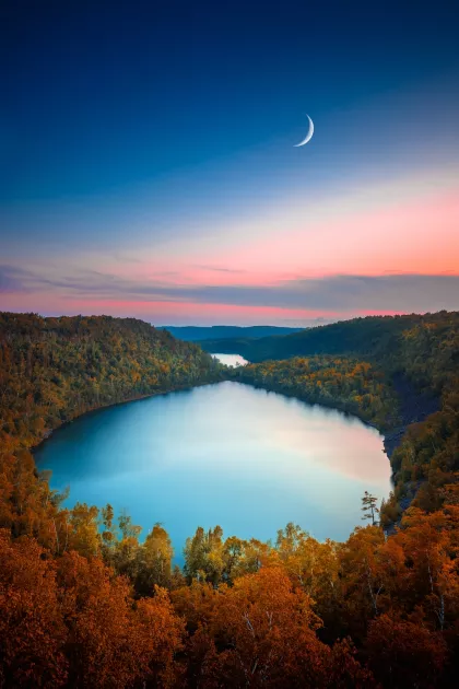 Superior Hiking Trail at dusk in fall