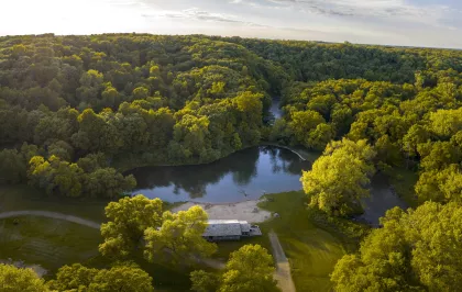 An aerial shot of Camden State Park