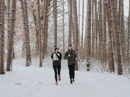 Runners in the winter