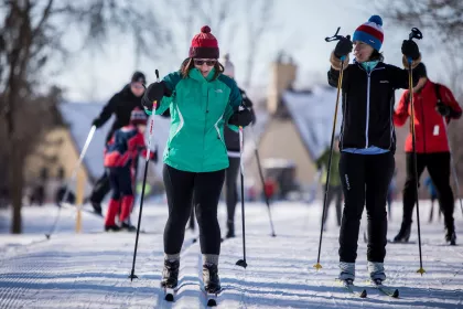Hyland Lake Park Reserve skiers