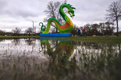 Serpent statue in Crosby