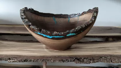 A piece from Good Wolf Bowls at Ely's Blueberry/Arts Festival