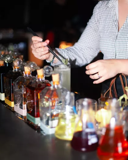 The bar at Dampfwerk Distilling