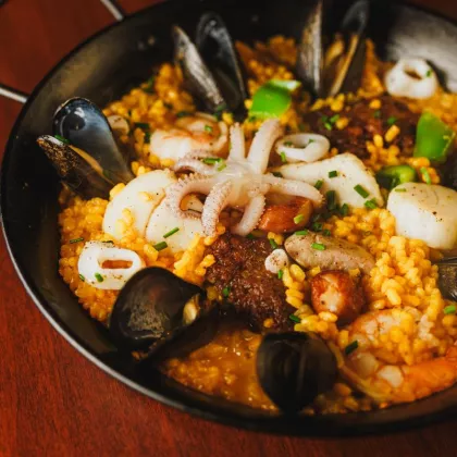 Seafood paella at Nosh Scratch Kitchen