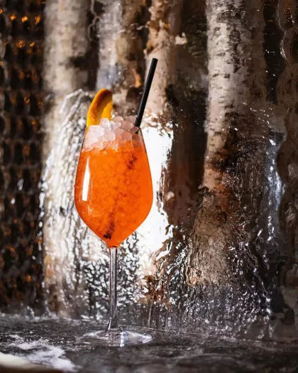 A cocktail at Rosalia's ice bar