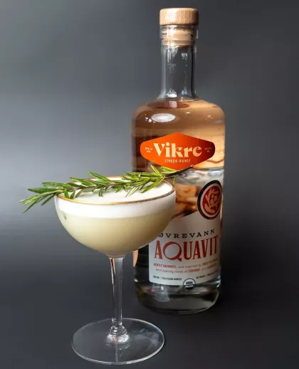 An aquavit cocktail at Vikre Distillery in Duluth